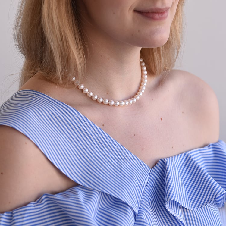 Stříbrný perlový náhrdelník 61934