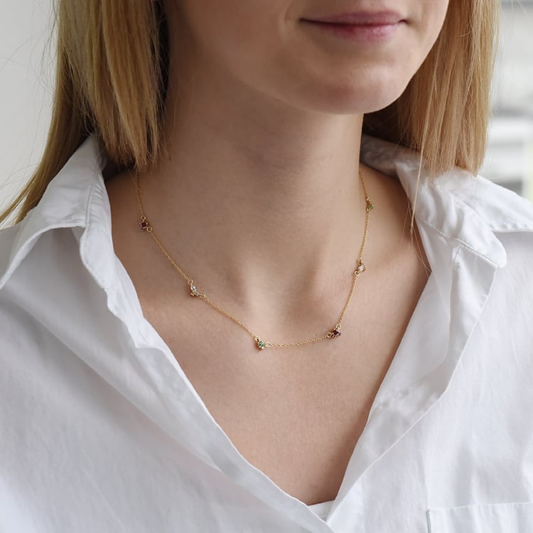 Náhrdelník s barevnými drahokamy 91318