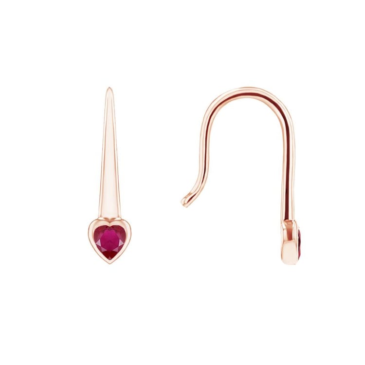 Visací náušnice s rubínovými srdíčky Levy 99833
