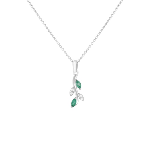 Přívěsek ve tvaru lístků s diamanty a smaragdy Jaya