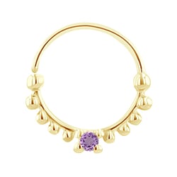 Zlatý septum piercing s ametystem Arla