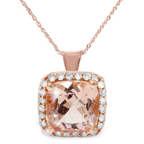 Zlatý náhrdelník s morganitem a diamanty