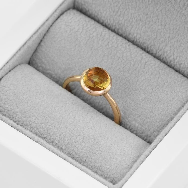 Prsten z růžového zlata s citrínem 49959
