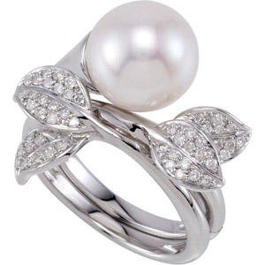 Perlový prsten z bílého zlata