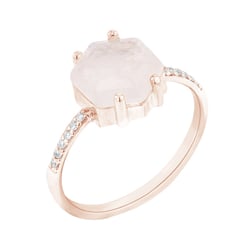 Zásnubní prsten s hexagon měsíčním kamenem a diamanty Carrie