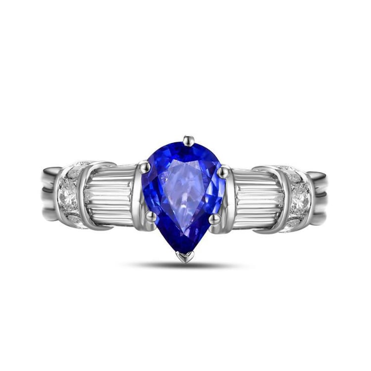 Zlatý prsten s tanaznitovou slzou 9867