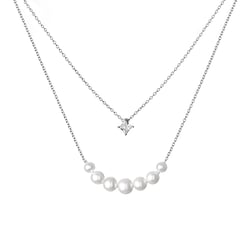 Dvojitý náhrdelník se zirkonem a perlami Zarah
