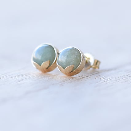 Zlaté náušnice s cabochon avanturíny Erica