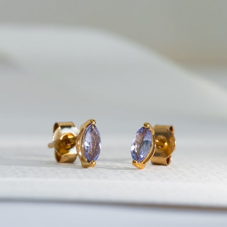 Minimalistické stříbrné náušnice s tanzanity Andine 118767