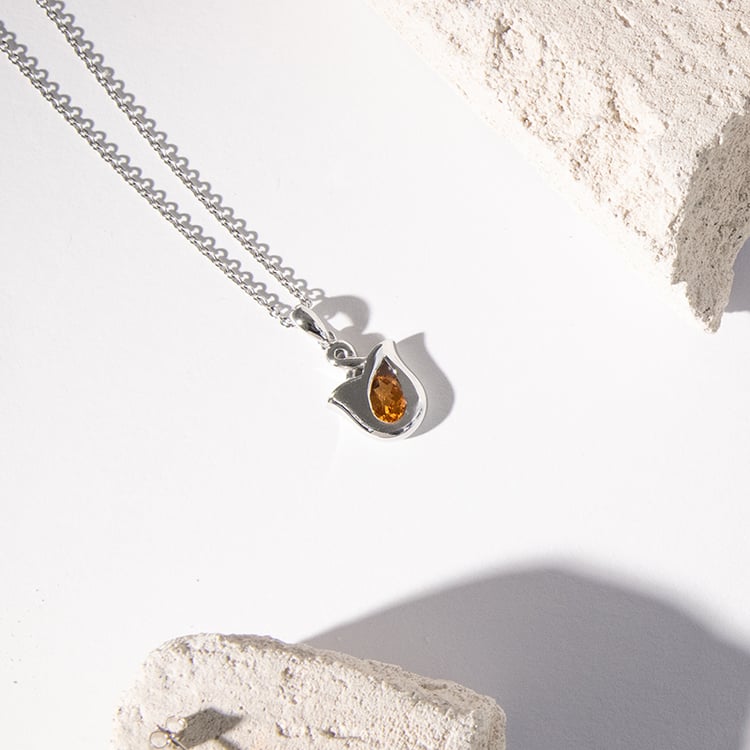 Přívěsek ze stříbra s tulipánkem a citrínem Lunien 142435