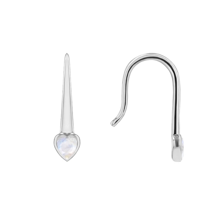 Visací náušnice s měsíčními kameny ve tvaru srdíček Levy 144775