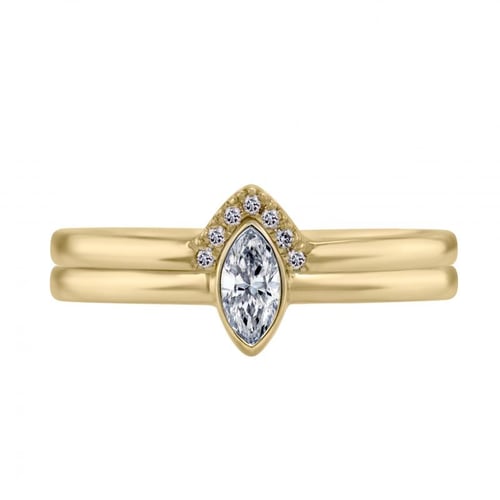 Zlatý zásnubní set prstenů s marquise certifikovaným diamantem Eliwa