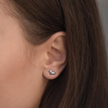 Stříbrné náušnice s jezevčíky Hackson