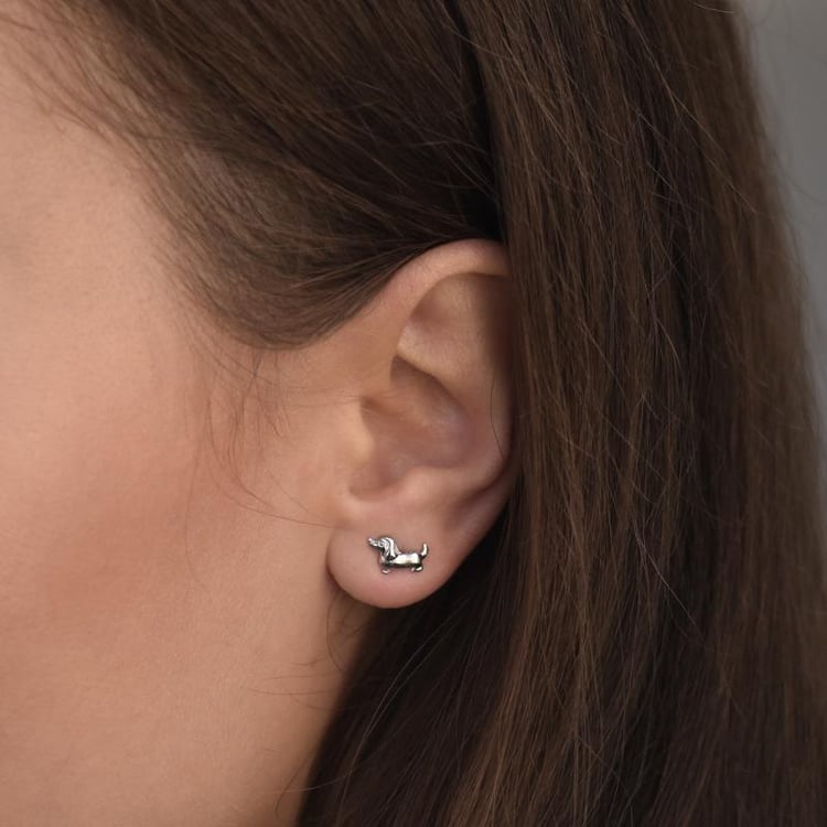 Stříbrné náušnice s jezevčíky Hackson 35875