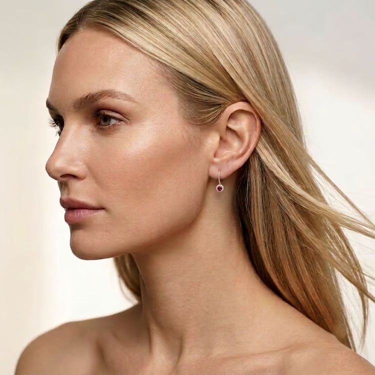 Půvabné stříbrné náušnice s rubíny a lab-grown diamanty Donna 171165