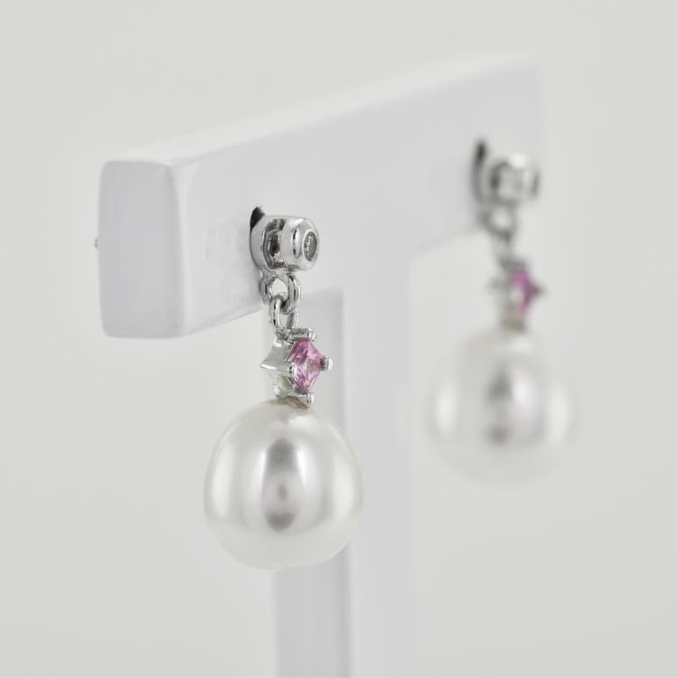 Zlaté náušnice s perlami a safíry 38904