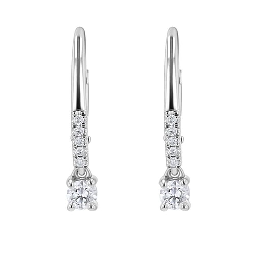 Zlaté visací náušnice s 0.1ct přírodním diamantem Noor