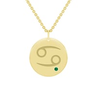 Zlatý přívěsek se znamením a smaragdem Rak