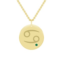 Zlatý přívěsek se znamením a smaragdem Rak