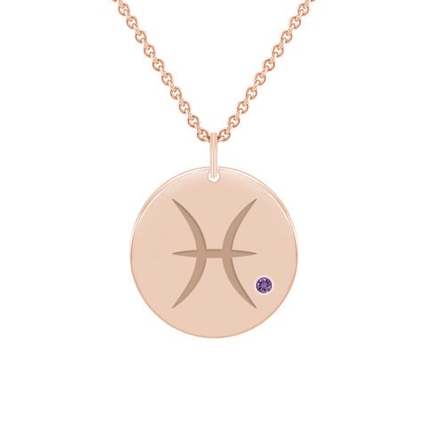 Stříbrný přívěsek se znamením a ametystem Ryby 103415