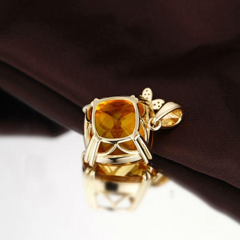 Citrínový přívěsek s diamanty 2137