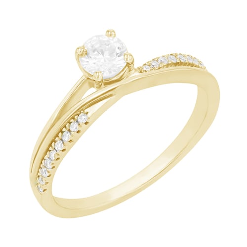 Atypický zásnubní prsten s postranními diamanty Ealair