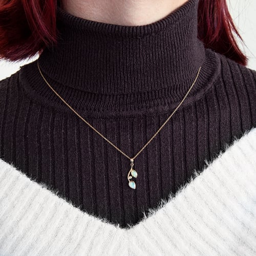 Opálová sada šperků ve tvaru lístků s diamanty Petal