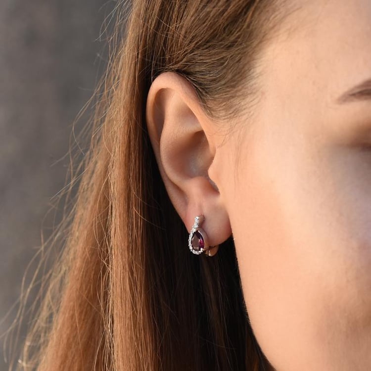 Náušnice s rubíny a zirkony 49305