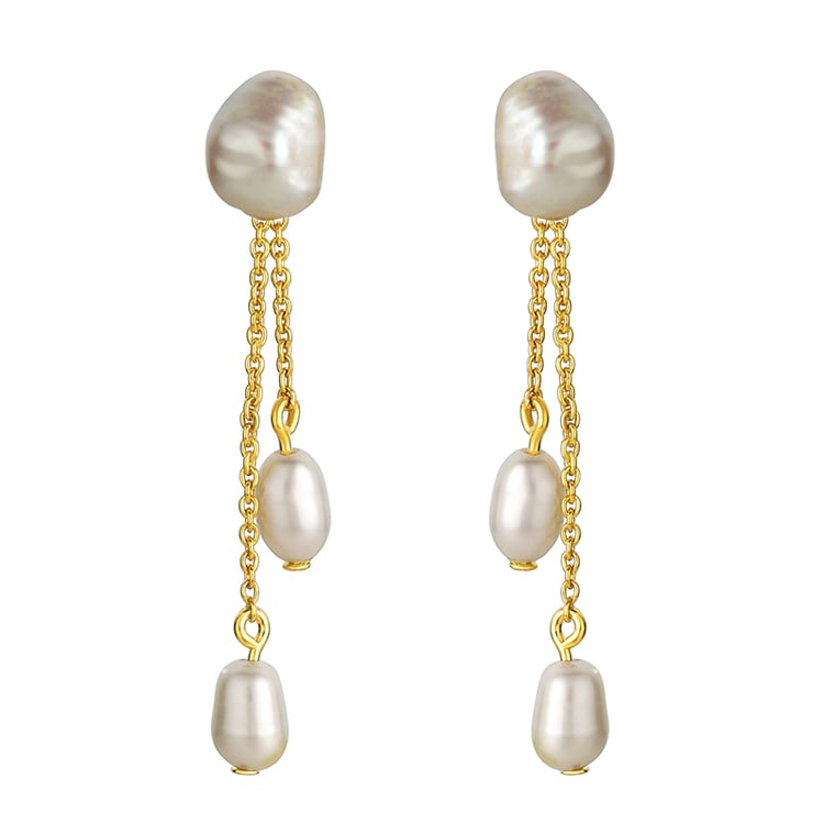 Pozlacená kolekce šperků s perlami Santino 100819