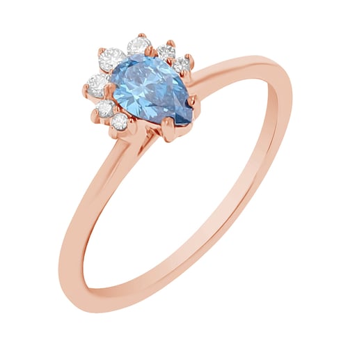 Zásnubní prsten s certifikovaným fancy blue lab-grown diamantem Wilf