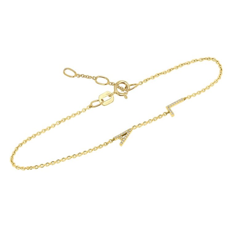 Náramek se 2 písmenky a lab-grown diamanty Anika