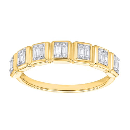 Half-eternity prsten ze zlata s přírodními baguette diamanty Faheem