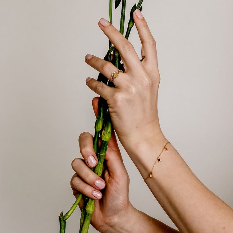 Prsten s růžovým salt and pepper diamantem Omiros 97071