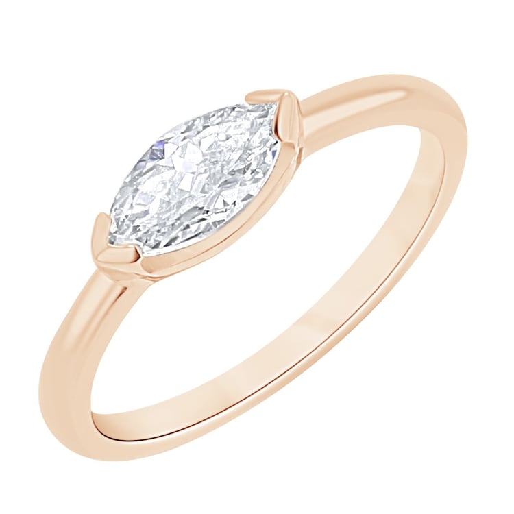 Zlatý prsten s half-bezel marquise lab-grown diamantem Berenike 164720