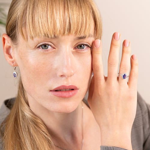 Tanzanitový prsten s diamanty Daffne