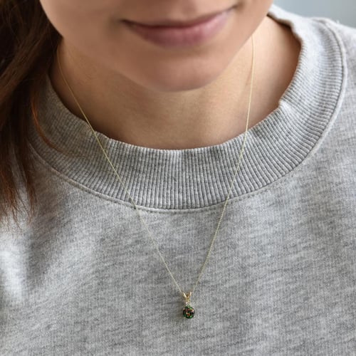 Přívěsek s černým round opálem a diamantem Emolyna