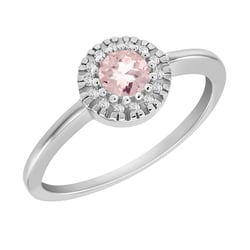 Zlatý zásnubní prsten s morganitem a diamanty Tafne