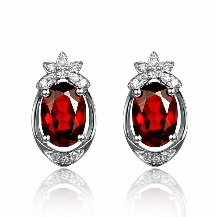 Zlaté náušnice s granáty a diamanty Josien