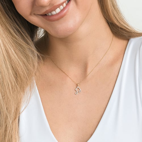 Zlatý přívěsek s lab-grown diamantem ve tvaru noty Ariel
