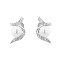 Perlové náušnice ze stříbra se zirkony Durga