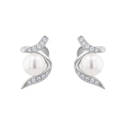 Perlové náušnice ze stříbra se zirkony Durga