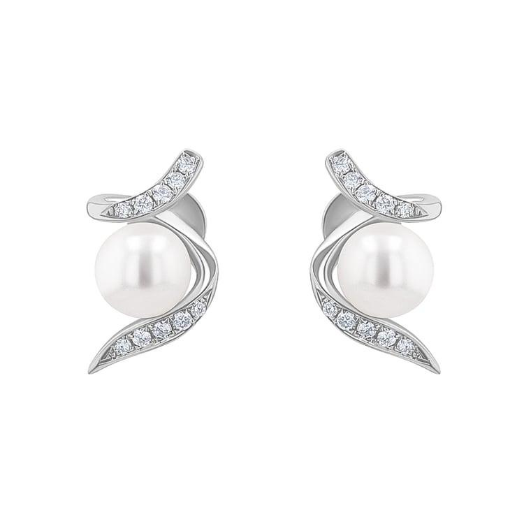 Perlové náušnice ze stříbra se zirkony Durga