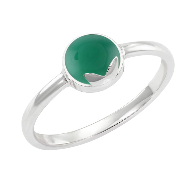 Prsten s cabochon onyxem z bílého zlata 44775