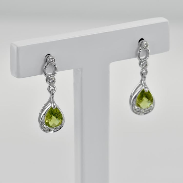 Stříbrné olivínové visací náušnice 43713