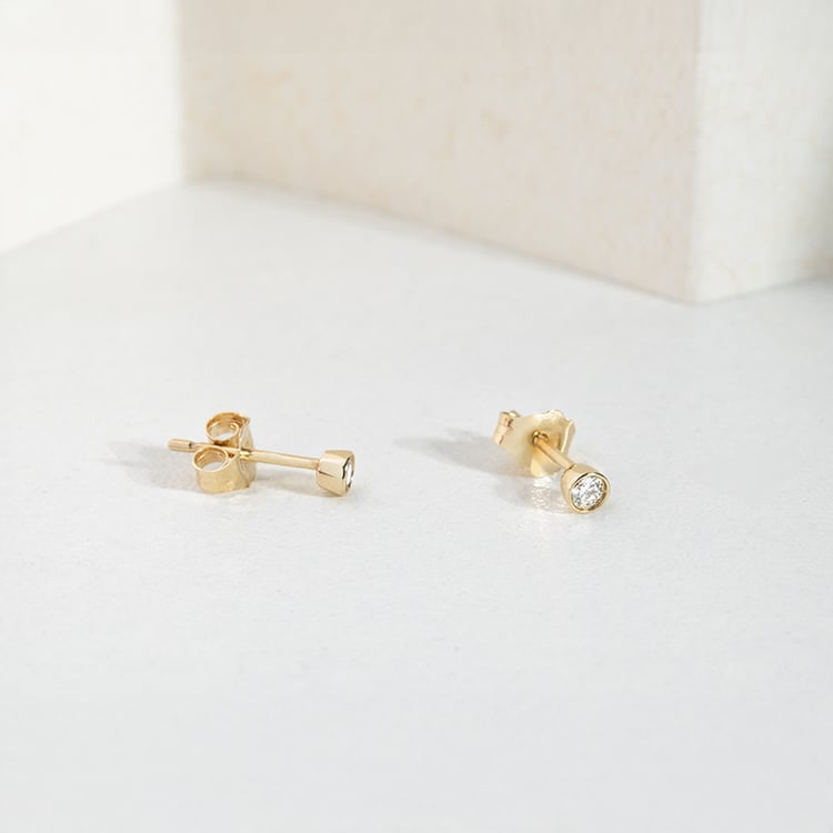 Stříbrné minimalistické bezel náušnice s lab-grown diamanty Tofine 150316