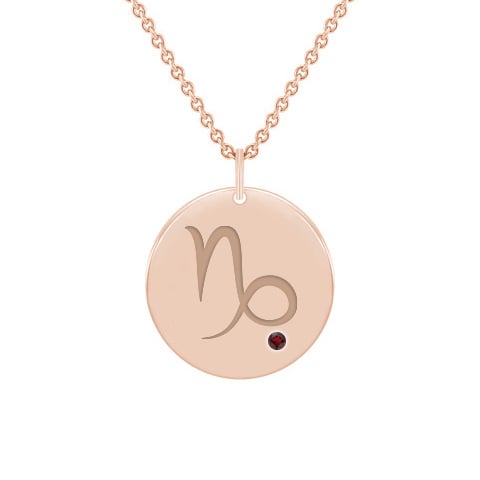 Stříbrný přívěsek se znamením a granátem Kozoroh 103452