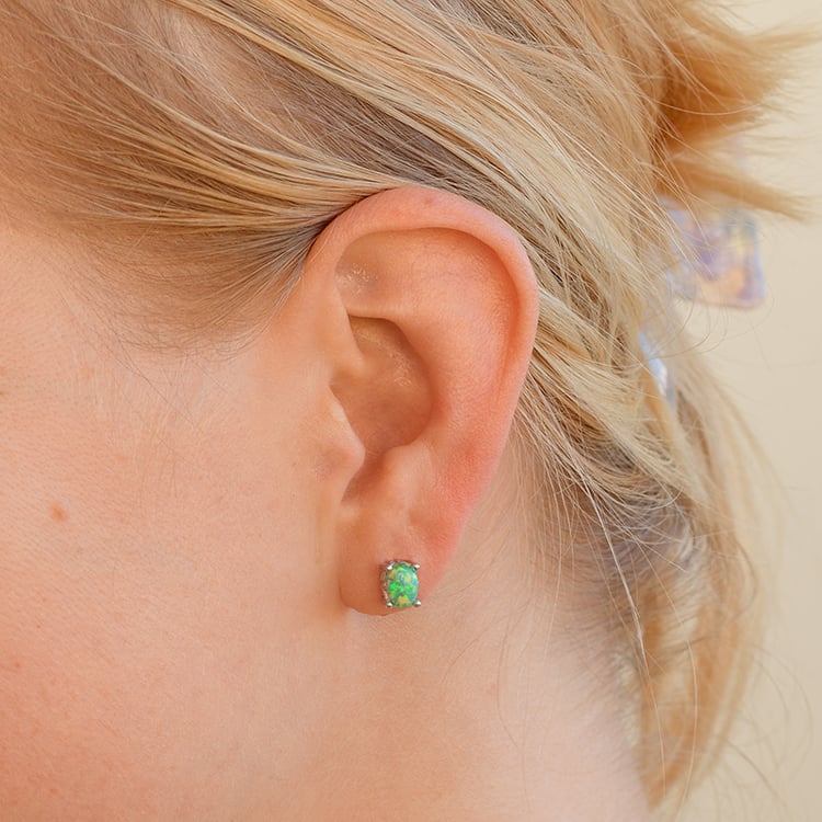 Stříbrné náušnice se zelenými opály Jula 132801