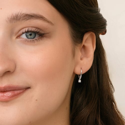 Stříbrné visací náušnice s 0.2ct lab-grown diamantem Sumaya
