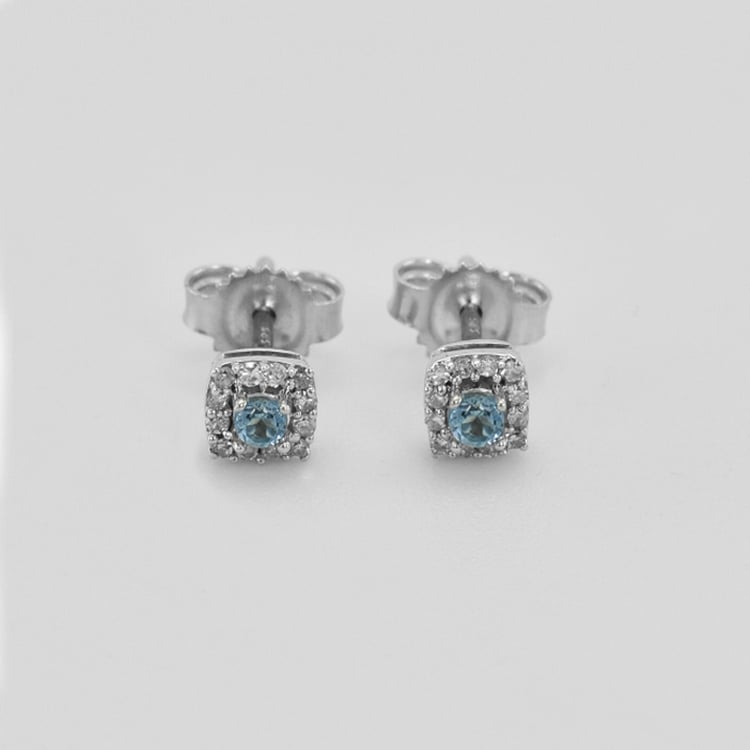 Stříbrné akvamarínové náušnice s lab-grown diamanty Sukie 104100