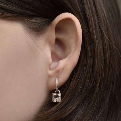 Zlaté náušnice 2v1 s morganity a diamanty Reza